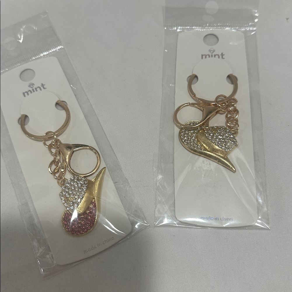 Mint Gold Keychain with Pink and Silver Cowgirl hat 
New in package